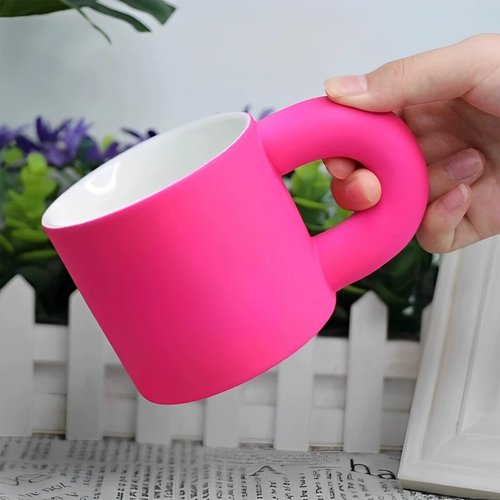 Exodmx Pink Ceramic Mug, 11oz Pink Coffee Cup with Soft-Touch and Dishwasher Safe