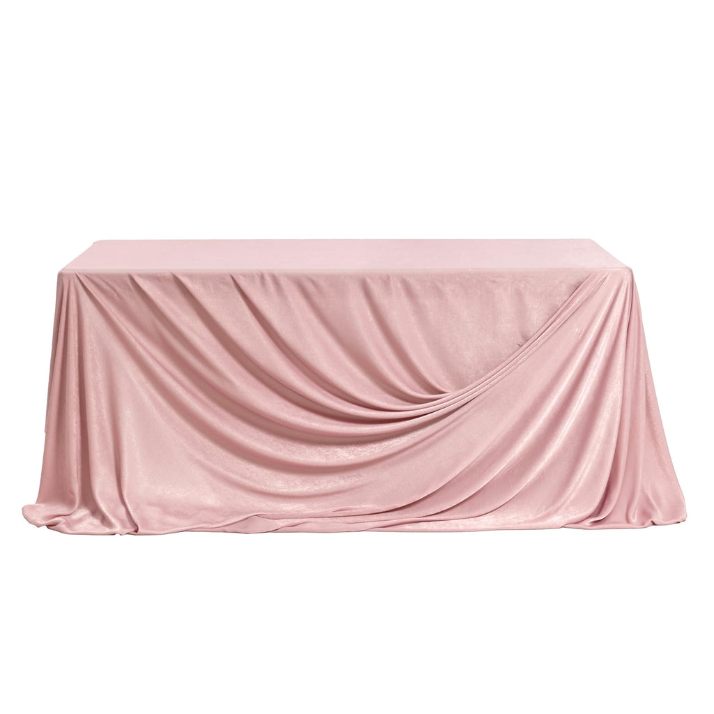 Ling's moment Dusty Rose Wedding Table Cloths in Velvet-Like Fabric, 9ft x 11ft, Fits 4ft/6ft Rectangular/Round Sweetheart&Head Table for Wedding Reception, Bridal Shower, Birthday Decoration