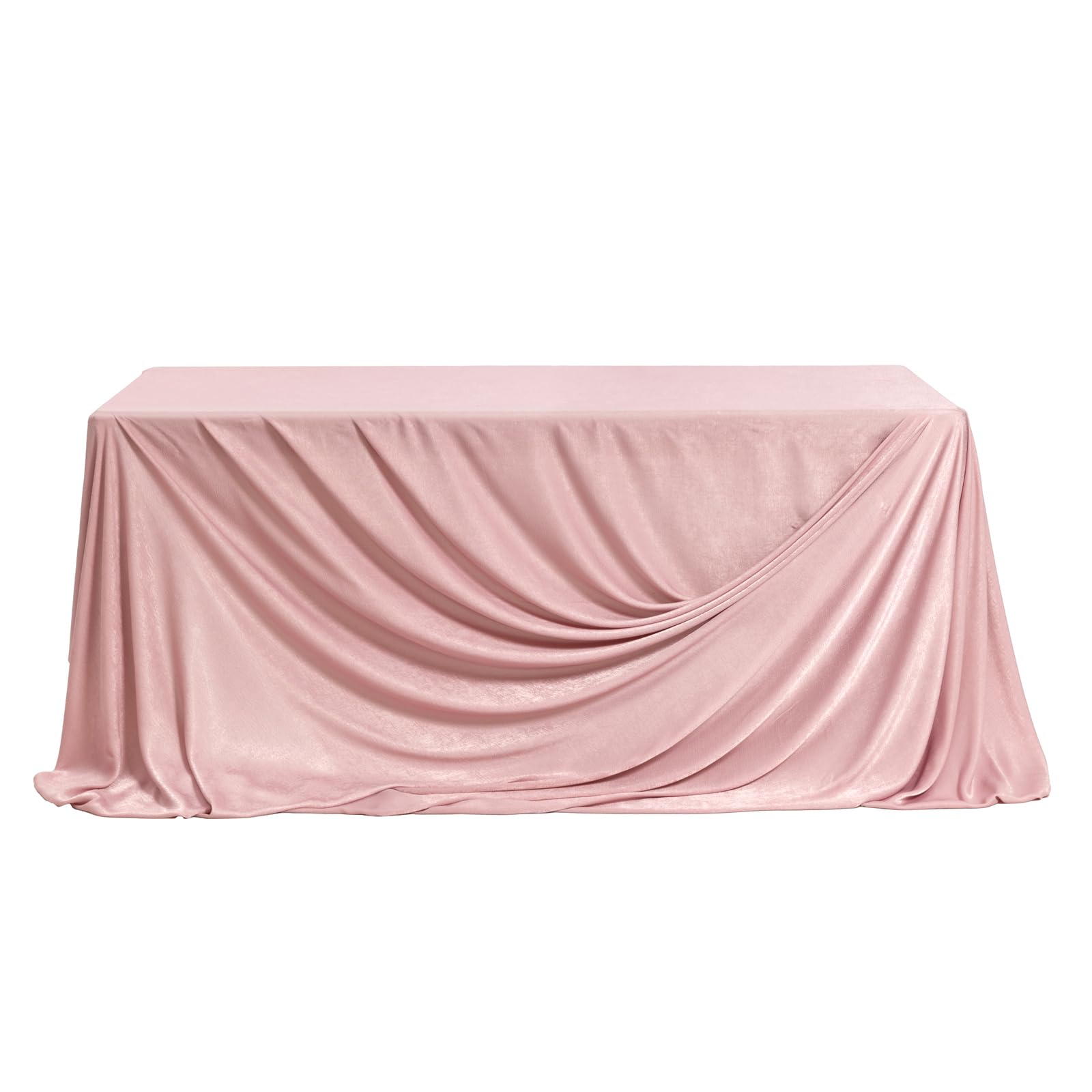 Ling's moment Dusty Rose Wedding Table Cloths in Velvet-Like Fabric, 9ft x 11ft, Fits 4ft/6ft Rectangular/Round Sweetheart&Head Table for Wedding Reception, Bridal Shower, Birthday Decoration