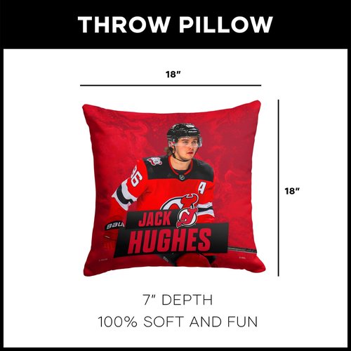 Northwest NHL New Jersey Devils Pillow, 18" x 18", Jack Hughes