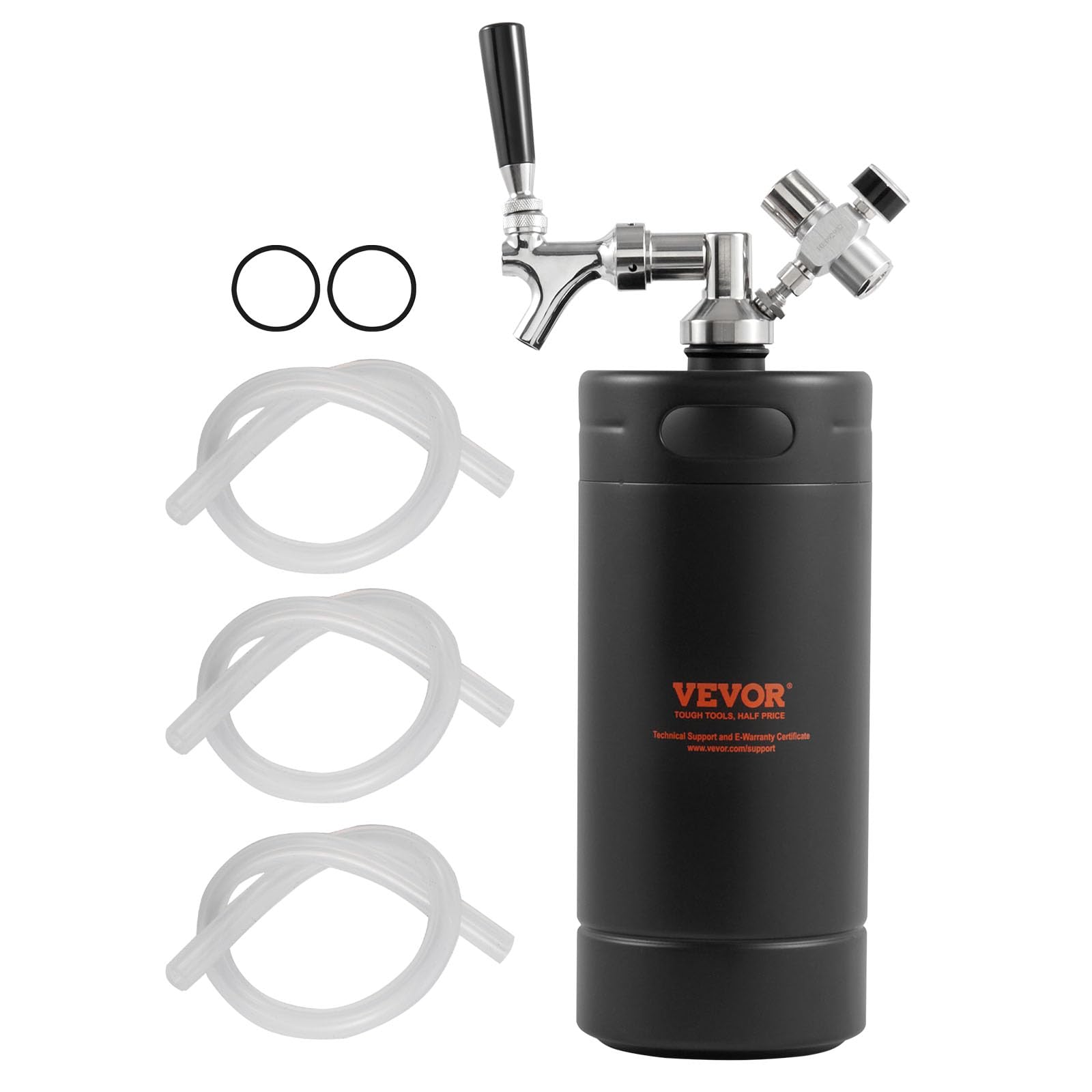 Beer Growler Tap System, 128Oz 4L Mini Keg, 304 Stainless Steel Pressurized Beer Growler, Keg Growler with Pressure Display, CO2 Regulator Faucet, Leak-Proof Ring For Draft, Homebrew, Craft Beer