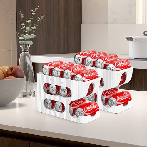Sotfamily Soda Can Organizer for Pantry/Fridge, Automatic Rolling Pop Can Dispenser/Storage/Holder/Container for Refrigerator or 12" Deep Shelf, Space-Saving Drink Organizer for 24 Standard Cans