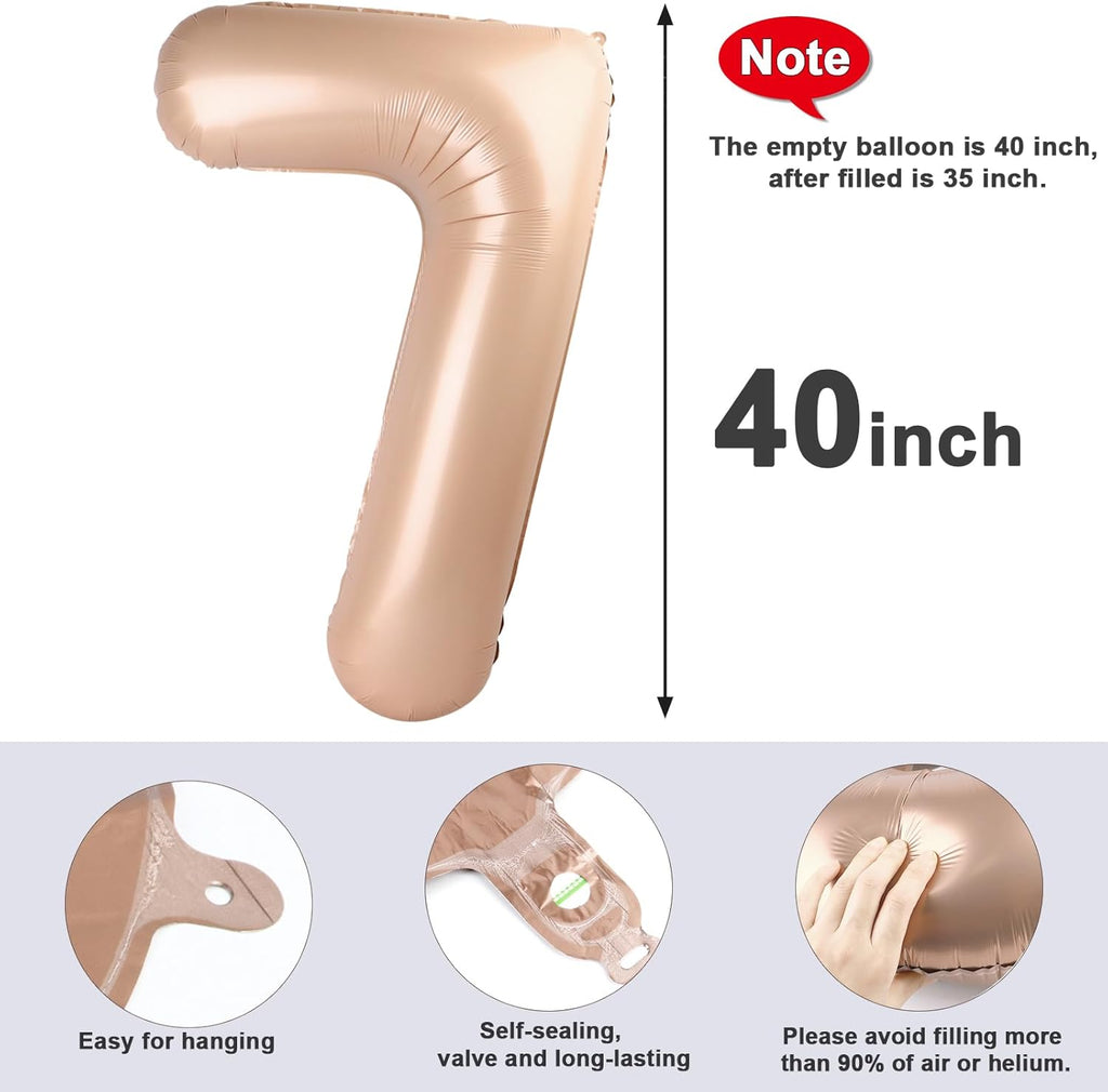 Regine Switzerland 40-Inch Number 7 Balloon - Light Brown Birthday Decor for All Ages | Perfect for Engagements & Graduations