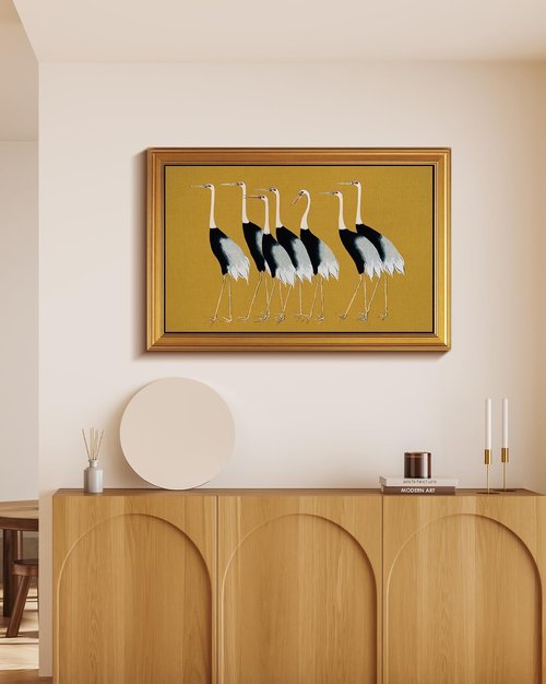 HUARCEY Vintage Gold Framed Wall Art - Large Animal Painting for Living Room | 24"x36" Aesthetic Decor