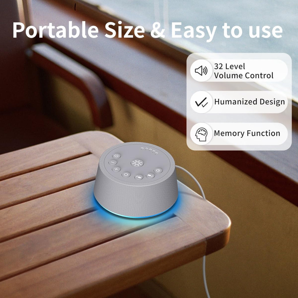 SoundLegend Sleep White Noise Machine - 30 Soothing Sounds, 32-Level Volume, 12 Color Lights, Compact Design