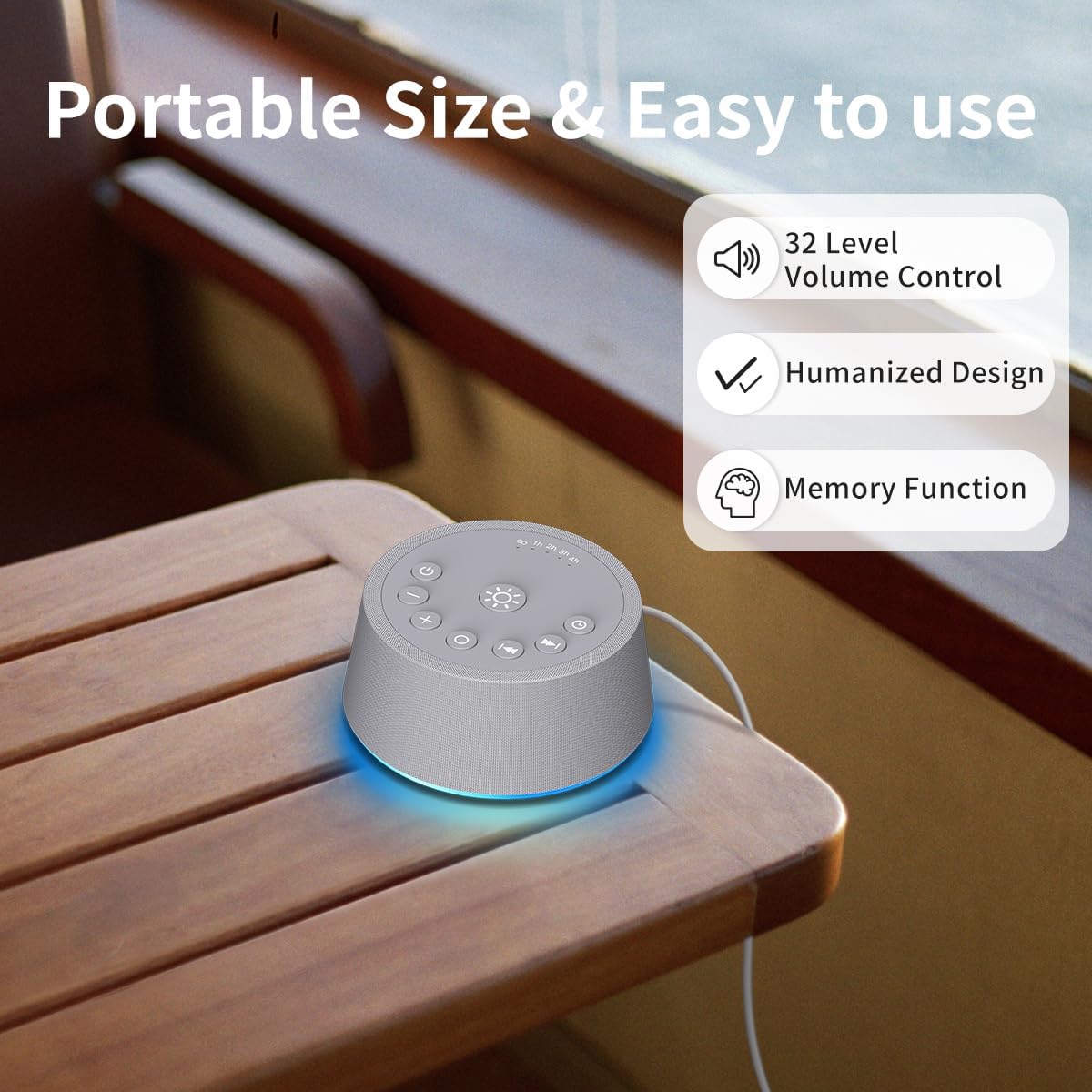 SoundLegend Sleep White Noise Machine - 30 Soothing Sounds, 32-Level Volume, 12 Color Lights, Compact Design