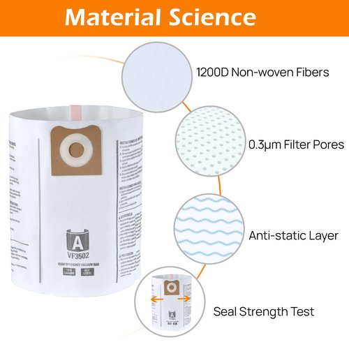 Cigacoal 3 Pack 23743 VF3502 Vacuum Bags Compatible with Ridgid 12/14/16 Gallon,Dust Bag for Shop Vac WD1950 WD1956 WD1850 WD1851 RV2400HF & More Models