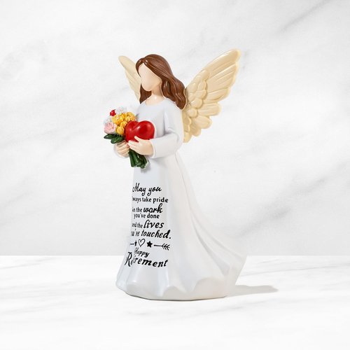 Angel Figurine by [Brand Name] - 7.1" Retirement Gift for Women | Perfect Farewell Decor with Happy Retirement Card
