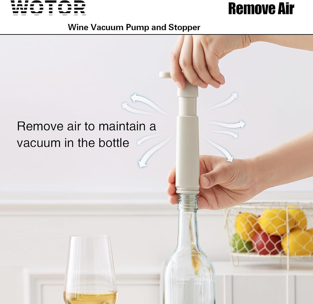 WOTOR Wine Stoppers Vacuum, Silicone Wine Saver & Preserver, Reusable Bottle Sealer, Keep Fresh (Cream, 12 Pieces)