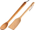 MAGNAWARE Extra Long 18-Inch Wooden Spoon & Spatula Set – Heavy Duty Solid Wood Cooking Utensils for Big Pots, Cajun & Southern Cooking, Brewing, Stirring, Mixing