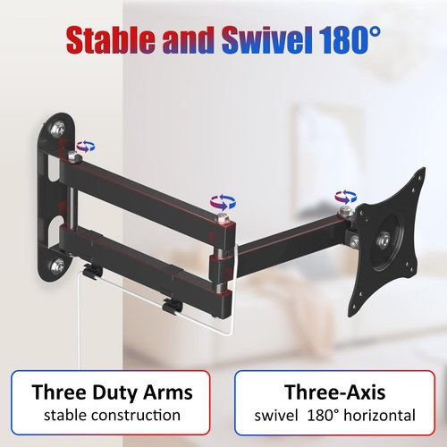 ITSHOM Wall Mount Compatible with Echo Show 15 (1st, 2nd Gen)/21, Rotate 360 Degrees, Tilt Up Down, Swivel Side to Side, Extend up to 17" from Wall(Black)
