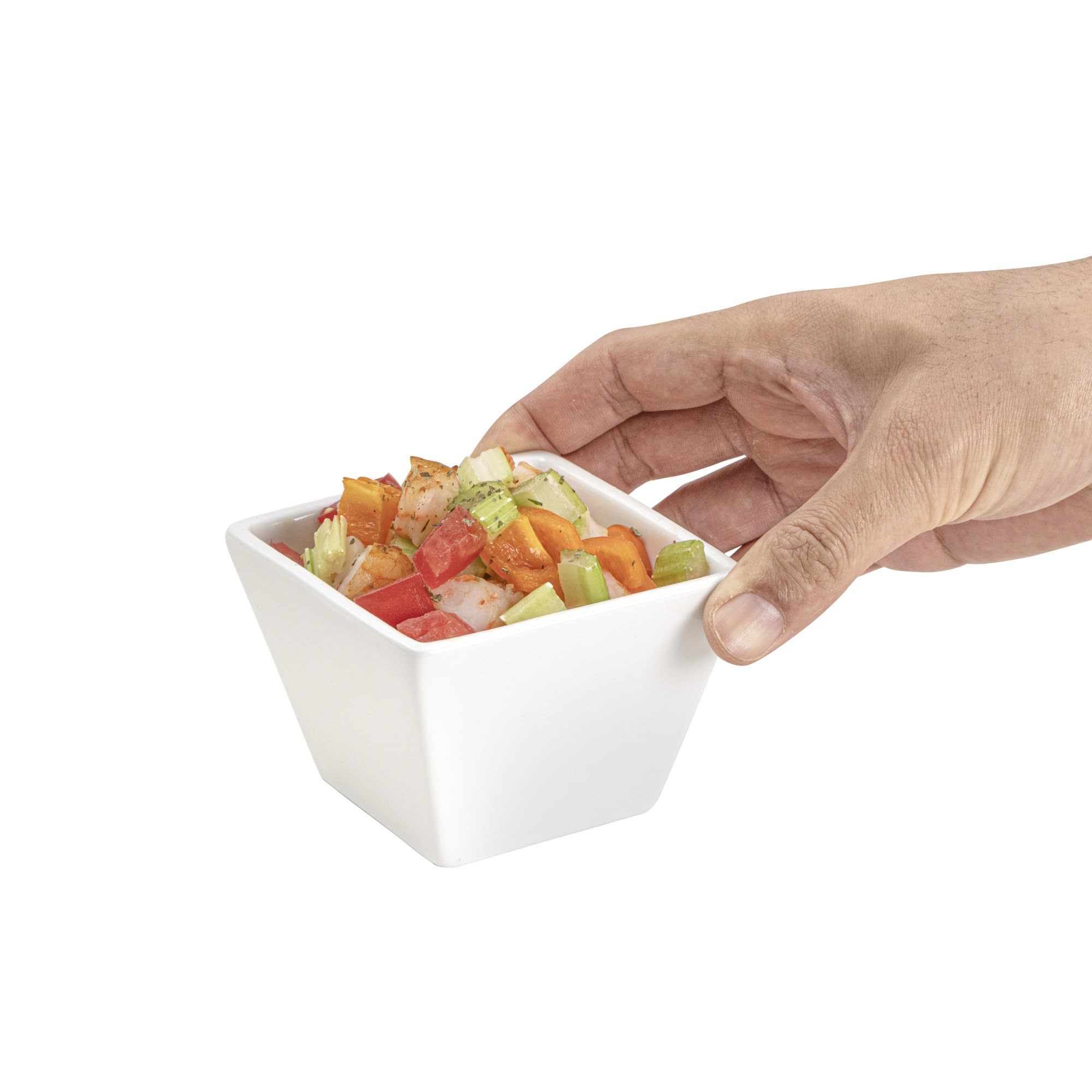 Restaurantware 6 Ounce Small Dessert Cups 10 Square Fondue Bowls - Oven Safe Chip Resistant White Porcelain Porcelain Dip Bowls Dishwasher Safe For Snacks Or Desserts