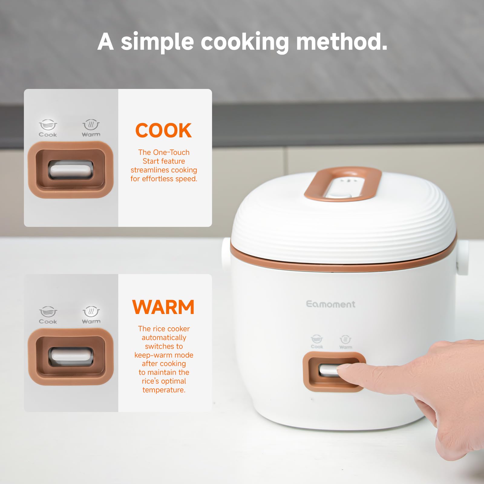 Brown Mini Rice Cooker Small 1 Cup-2 Cup Non-Stick Coated Insert Food Steamer Kitchen Appliances Includes Vegetable Steamer