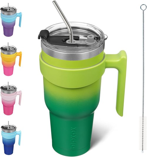 BJPKPK 40 oz Insulated Tumbler - Stainless Steel Travel Mug With Handle & Straw | Bamboo Grove