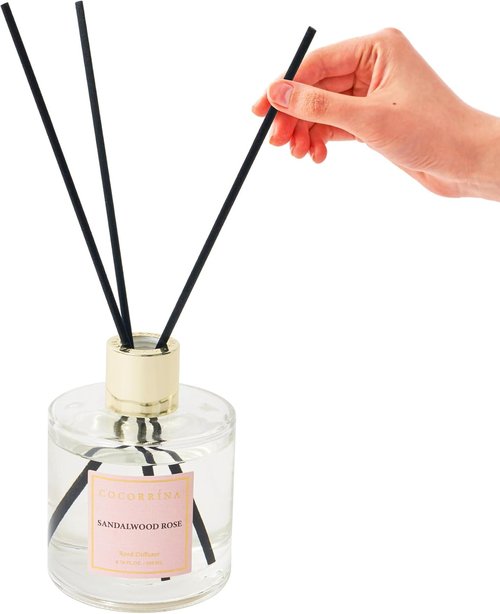 Cocorrina Reed Diffuser Set - Sandalwood Rose Scented Oil | 6.7 oz Home Fragrance for Large Rooms