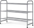 Kitsure Shoe Rack - Sturdy Stainless Steel Shoe Organizer for Closet & Entryway | 3-Tier, 25.6" Wide, Grey