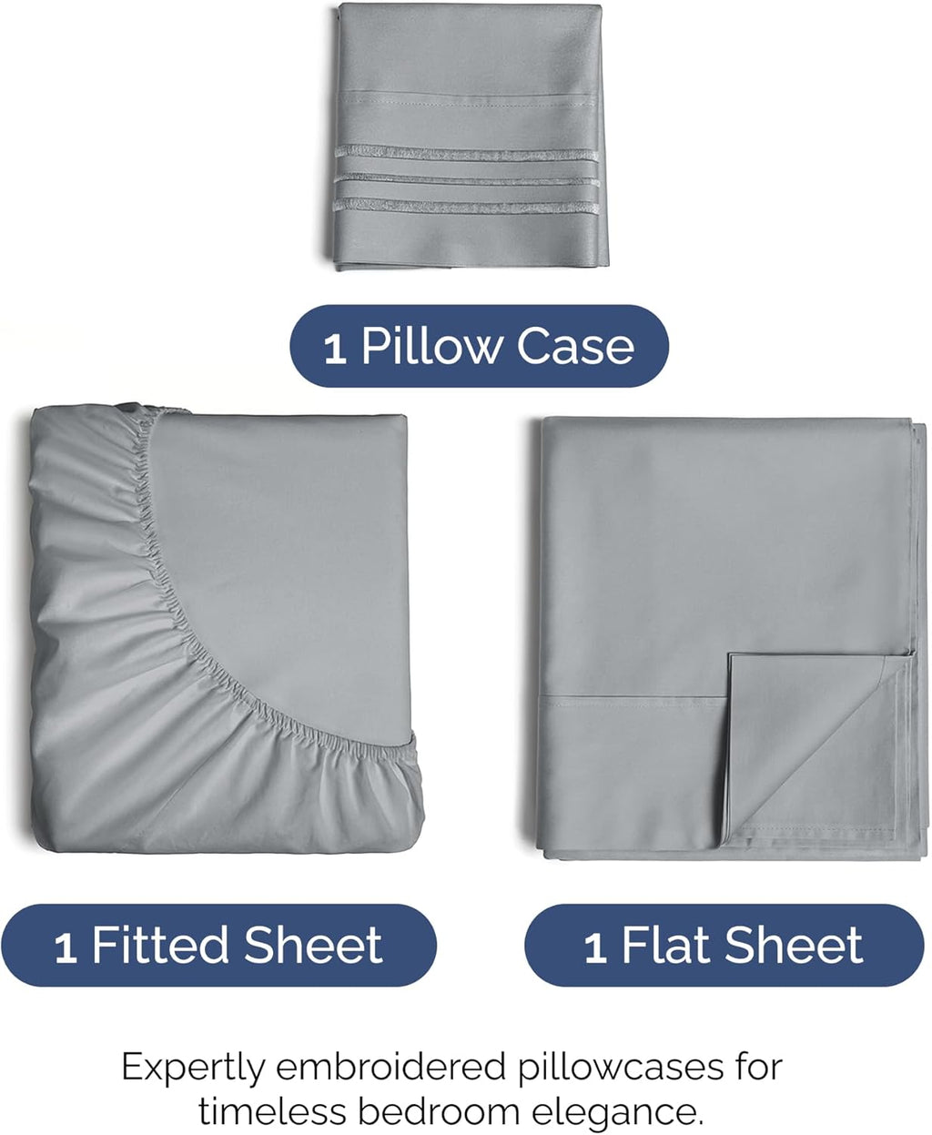 Steel Blue Twin Size 3-Piece Sheet Set by [Brand Name] - Comfy, Breathable & Cooling Luxury Bedding