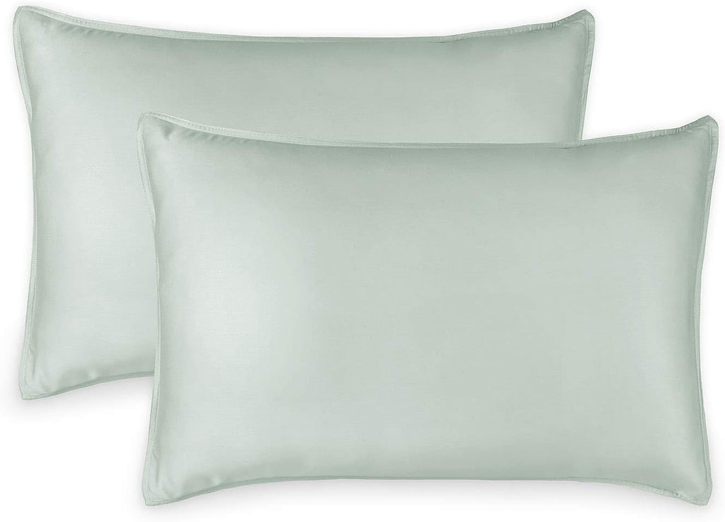 Pure Bamboo Queen Pillowcases - Luxuriously Soft & Cooling 100% Organic Viscose | Double Stitching, Sea Glass (2 Pack)