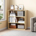 NELYE Basic Open Shelf Bookcase - 3-Tier Wooden Cube Storage Shelves Split Bookshelf, Oak
