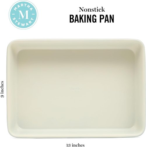 Martha Stewart Gallen Nonstick Carbon Steel Baking Pan - 13 x 9 Inch, Teal Bakeware for Easy Release