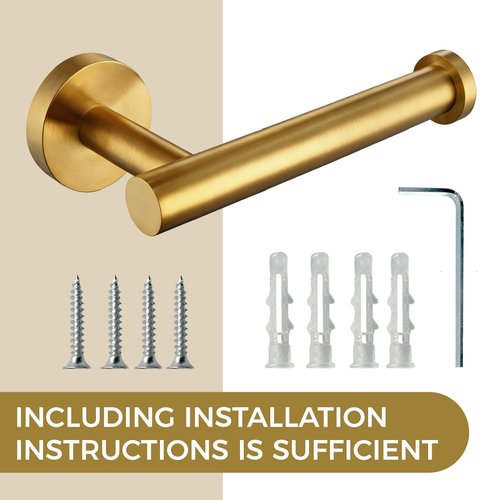 SUS304 Stainless Steel Toilet Paper Holder - Brushed Gold Modern Bathroom Tissue Roll Hanger, Wall Mounted with Half-Open Design for Easy Replacement