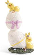 Skiennix Lighted Easter Eggs Figurines - Cute 6.5" H Purple & Green Resin Statues for Spring Decor