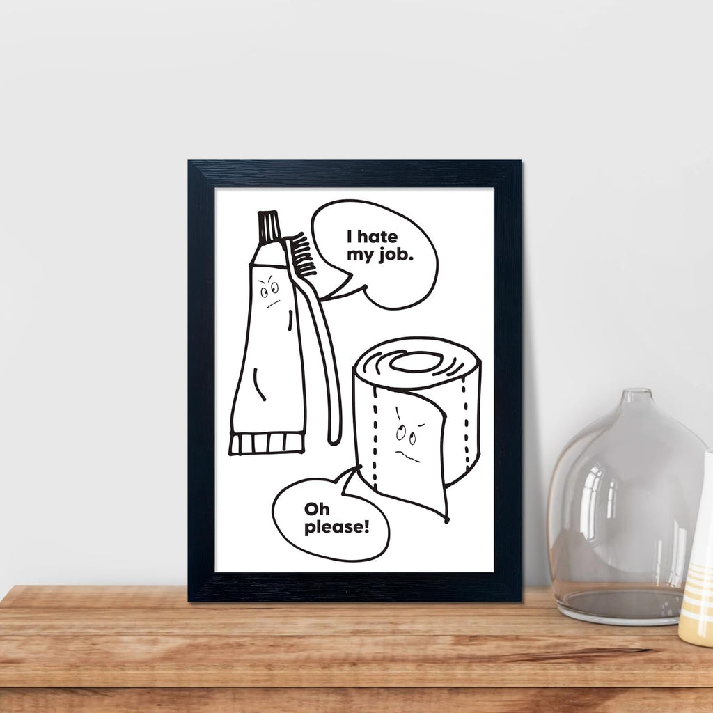 Regine Switzerland Bathroom Wall Art - Funny Quote Canvas Print | Framed Black and White Decor