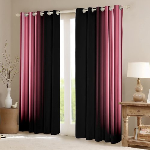 Feelyou Abstract Ombre Window Curtains for Bedroom Living Room Kids Teens Pink and Black Decor Window Drapes Treatments 42W X 63L,2 Panels