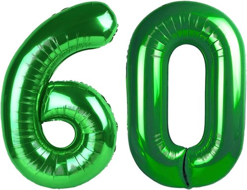 Green Number 60 Balloon - 40 Inch 60th Birthday Decorations for Men & Women | St. Patrick's Day Theme