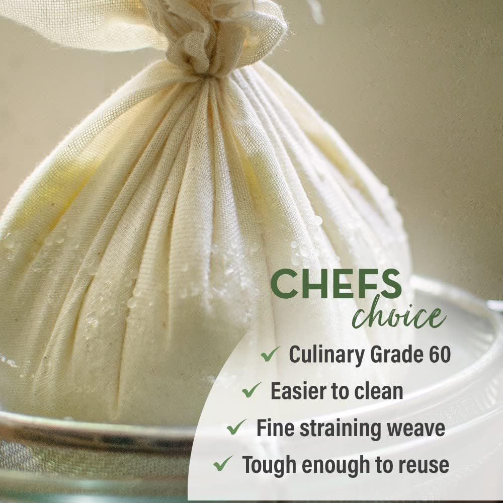 Organic Unbleached Cotton Cheesecloth - GOTS Certified Fine Strainer | Large 18 Sq.Ft. Reusable Cloth