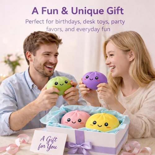 Dumpling Squishy | Mystery Box Squeeze Toy for Stress Relief | Yellow Fidget Sensory Ball for Teens & Adults