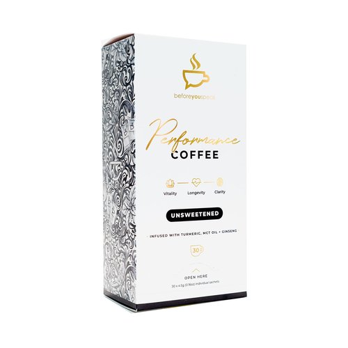 beforeyouspeak UNSWEETENED High Performance Coffee - MCT Oil, Ginseng, Turmeric, Black Pepper, Green Coffee Bean - Unsweetened
