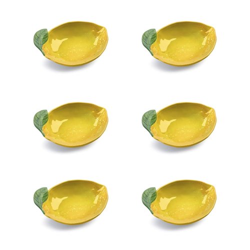 Abode Homewares by TarHong Lemon Fresh Figural Bowl, 8” x 2”, 16-Oz., Pure Melamine, Indoor/Outdoor, Set of 6