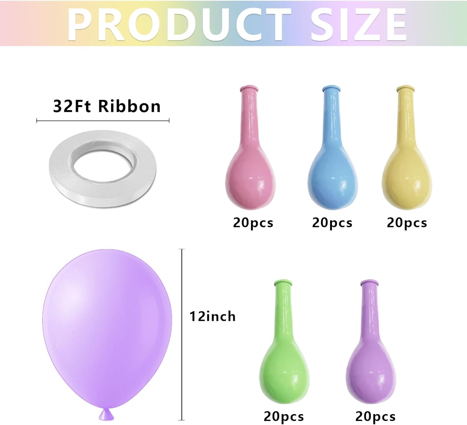 Skiennix 12-Inch Pastel Balloons - 100 Assorted Macaron Latex Party Balloons for Celebrations