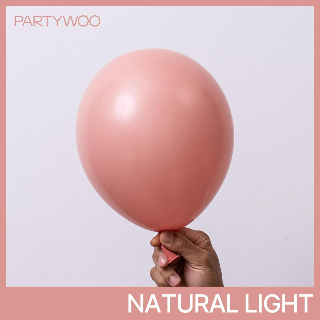 PartyWoo Dusty Pink Balloons - 100pcs Blush Pink Balloon Arch Kit for Baby Shower & Birthday Decor | Various Sizes