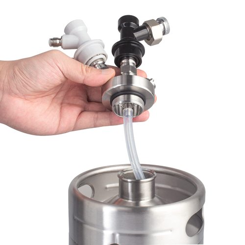 TMCRAFT Mini Keg Dispenser, Stainless Steel Double Ball Lock Mini Keg Spear, Quick Fitting Beer Connector with 50'' Beer Hose for Mini Keg Growler