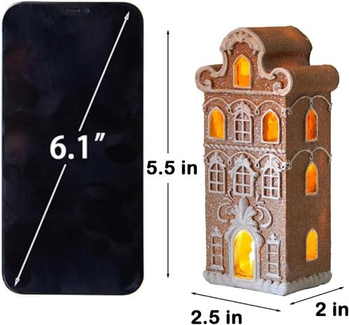 Cynkeyee Gingerbread House | Indoor Christmas Decorations - Resin Village Decor Gift for Women, 2.5x2x5.5 Inch