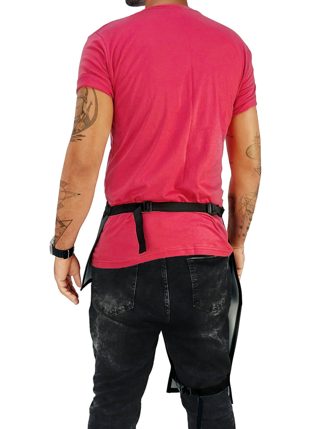 Under NY Sky Tattoo Half Apron - One-Leg Apron - Vegan Leather, Wipeable - Quick-Release Straps - For tattoo artist, Tattooist, Studio, Barber - Right Leg