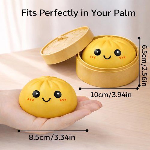 Dumpling Squishy | Mystery Box Squeeze Toy for Stress Relief | Yellow Fidget Sensory Ball for Teens & Adults