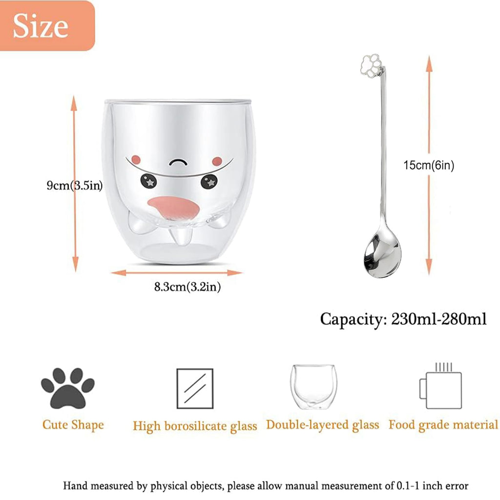 Binoster Unicorn Mug Cute Mugs Glass Double Wall Insulated Glass Espresso Cup, Coffee Cup, Tea Cup, Milk Cup, Kawaii Gifts, for women girls friends, Christmas Birthday (Unicorn)