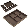 Koppen Acacia Wood Serving Tray with Handles – 6-Compartment Decorative Organizer for Snacks, Ottoman, Coffee Table Decor, Breakfast, Charcuterie, Kitchen Counter or Food Display