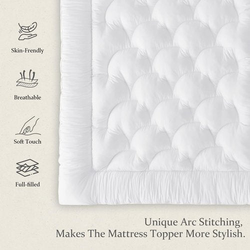 WhatsBedding 5 Inch Memory Foam Mattress Topper Queen Size, Supportive Fluffy Shredded Memory Foam Filled Pillow Top, Extra Soft Bed Topper for Back Pain Relief, 60x80x5 Inch