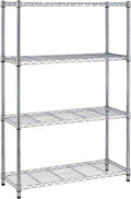 BestOffice | 4-Tier Chrome Wire Storage Shelves | Heavy-Duty Metal | 36x14x54 | Adjustable Racks | Easy No-Tool Assembly
