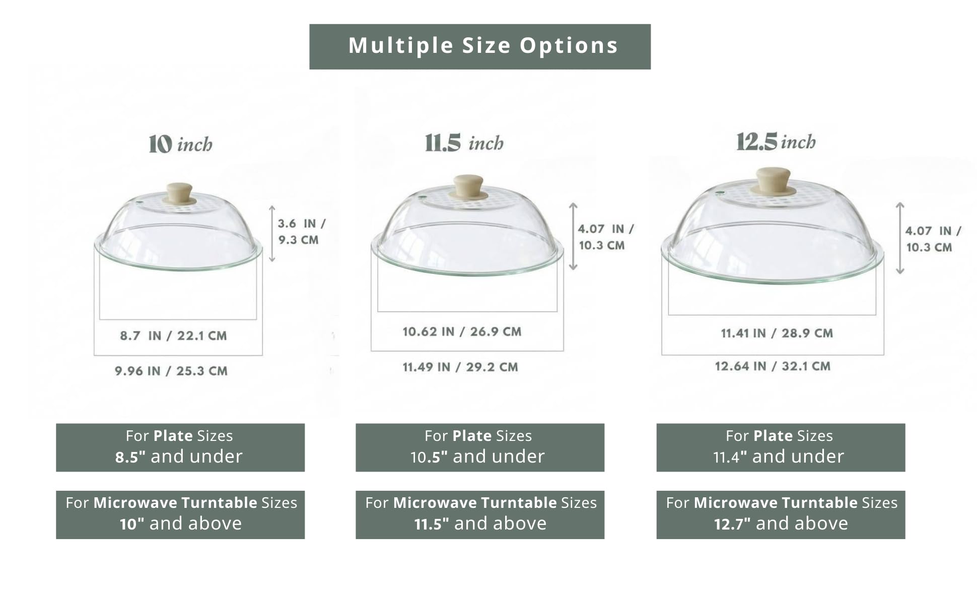 OEC Lighter Weight Tempered Glass Microwave Splatter Cover - 12.5 inch (Inner Diameter 11.4”) - Heat-Resistant - Durable Glass Lid with Vent, Silicone Knob, Dishwasher Safe, 100% Food Grade - BPA Free