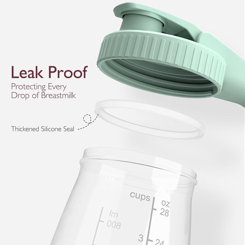 Momcozy Breast Milk Pitcher - No Leak Glass Storage Container | Heat & Cold Resistant, Wide Mouth, Green