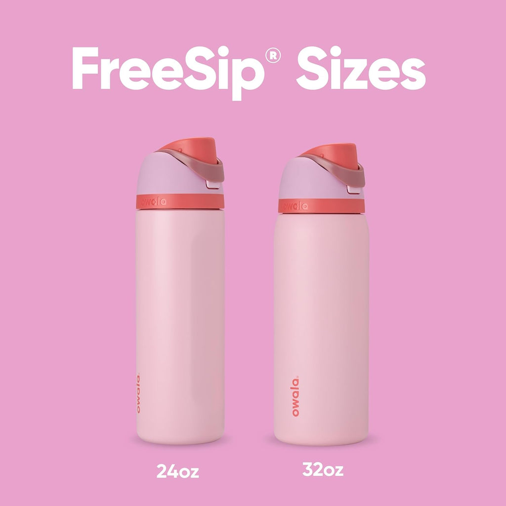 Owala FreeSip Insulated Stainless Steel Water Bottle - BPA-Free, 24 oz, Pink | Perfect for Sports & Travel