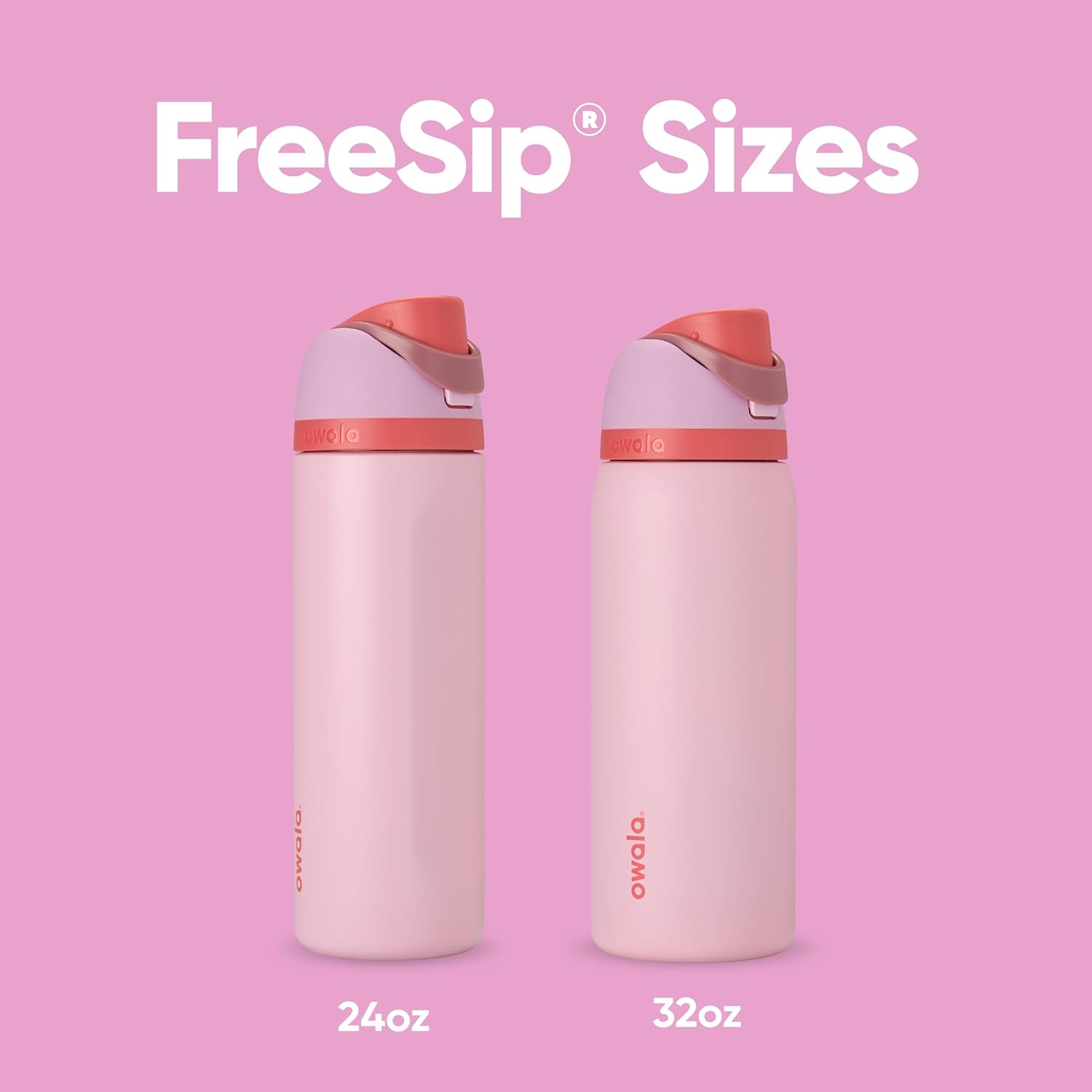 Owala FreeSip Insulated Stainless Steel Water Bottle - BPA-Free, 24 oz, Pink | Perfect for Sports & Travel