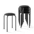 VECELO 6-Piece Stacking Stools, 17 Inch Standard Height, Padded Seat & Steel Legs, Portable Stackable Decoration Stools for School Classroom and Office Use, Black