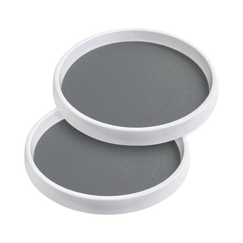 OGGI Set of 2 Lazy Susan Organizers 10"- for Kitchen, Pantry, Cabinet Organizing & Storage. Ideal as Rotating Spice Racks & Pantry Organizers - White/Taupe