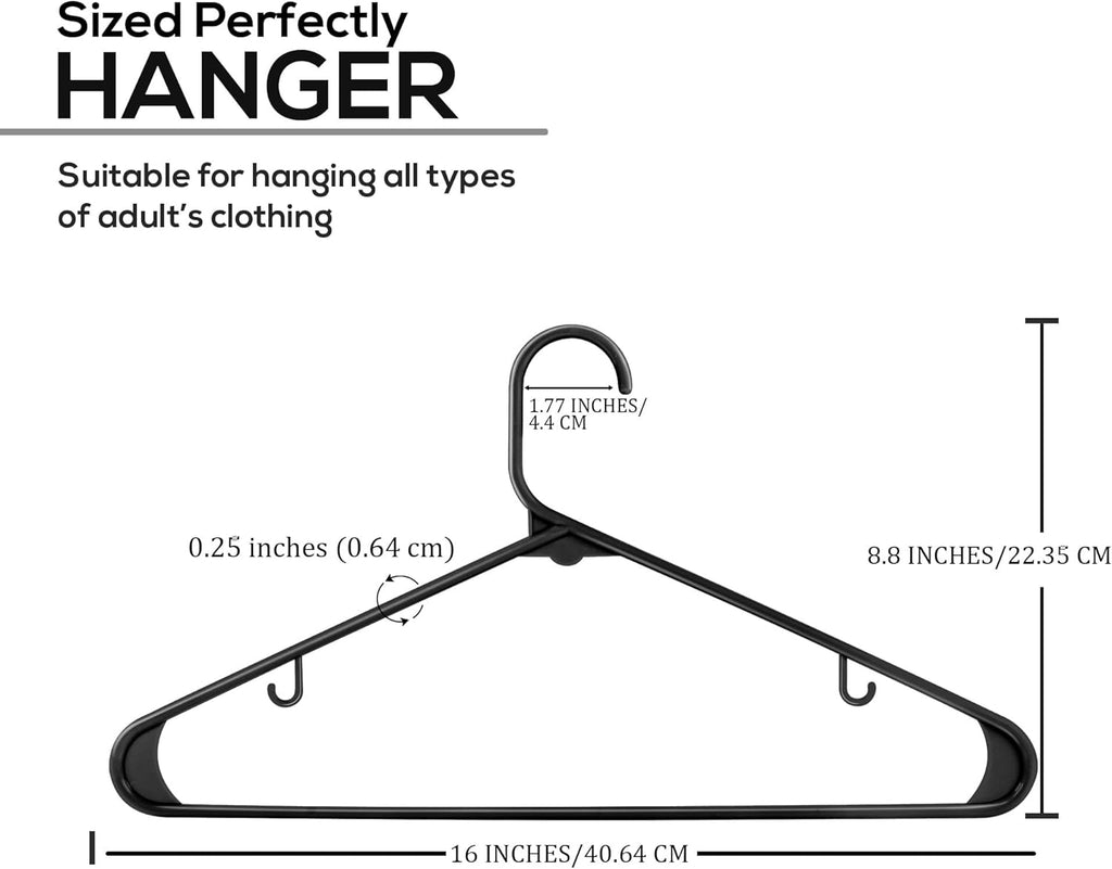 Utopia Home Plastic Hangers 100 Pack - Durable Space-Saving Closet Organizers - Essential for Shirts, Pants, Skirts & Coats (Black)
